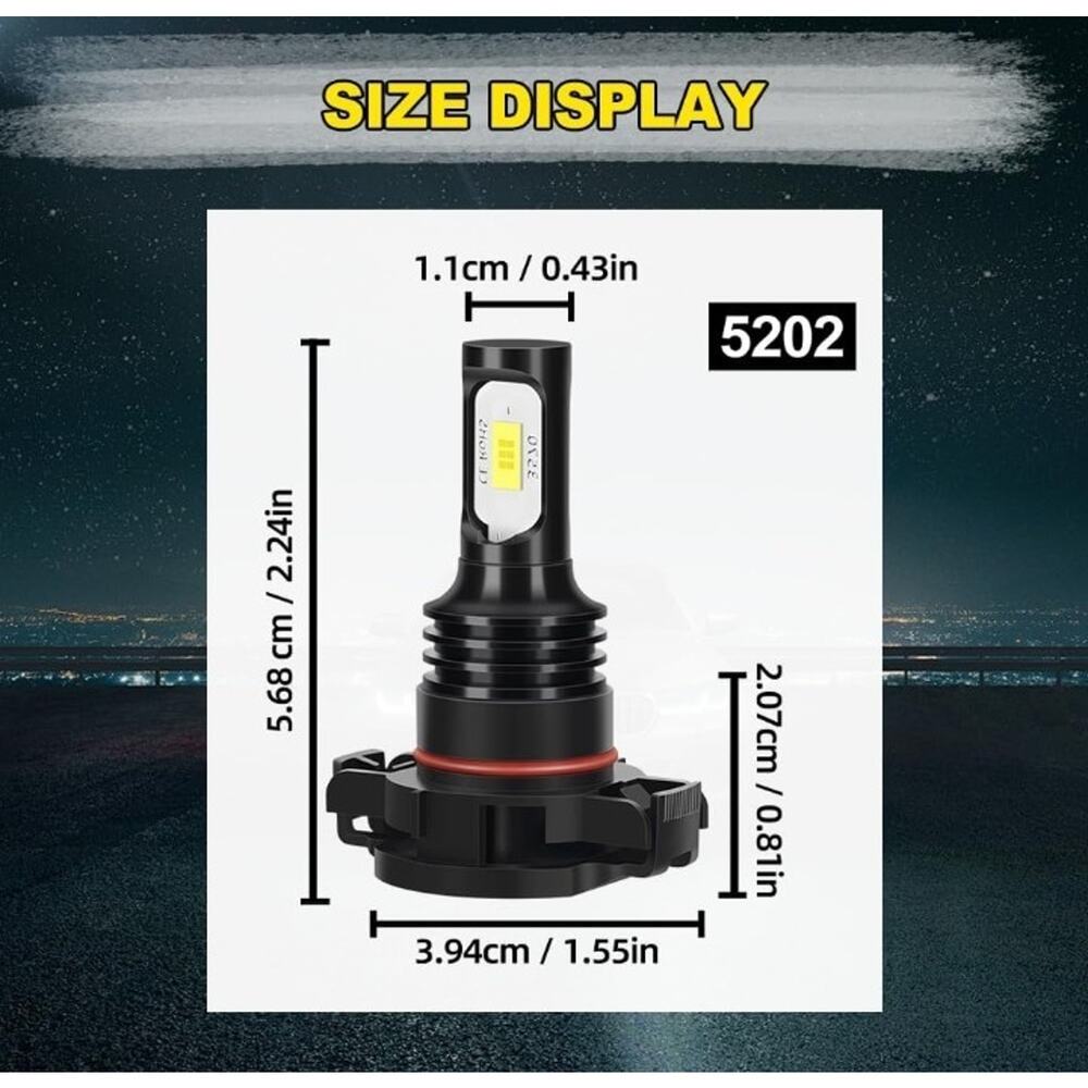 5202 LED Fog Light Bulbs For 2007-2013 GMC Sierra 1500 2500HD 3500HD 800% Bright